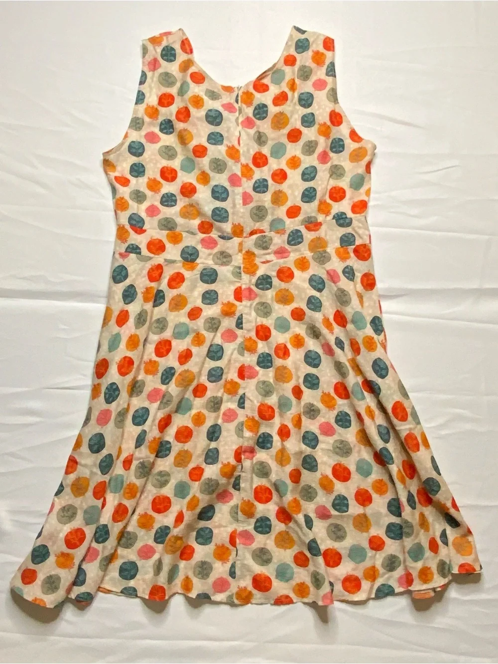L.A. Soul 100% Cotton Leaf Print Sleeveless Fit Flare Dress XL Retro Botanical